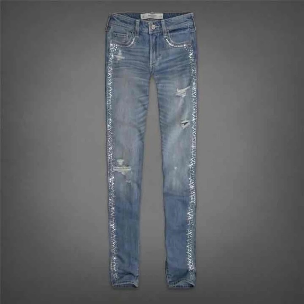 A&F Embellished High-Waisted Super Skinny Jeans